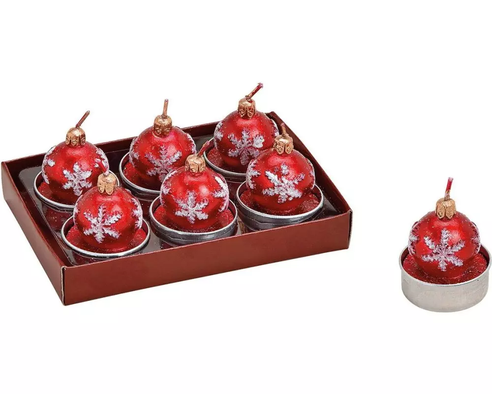 G. Wurm Teelichter Weihnachtskugeln 6 Stück, Rot