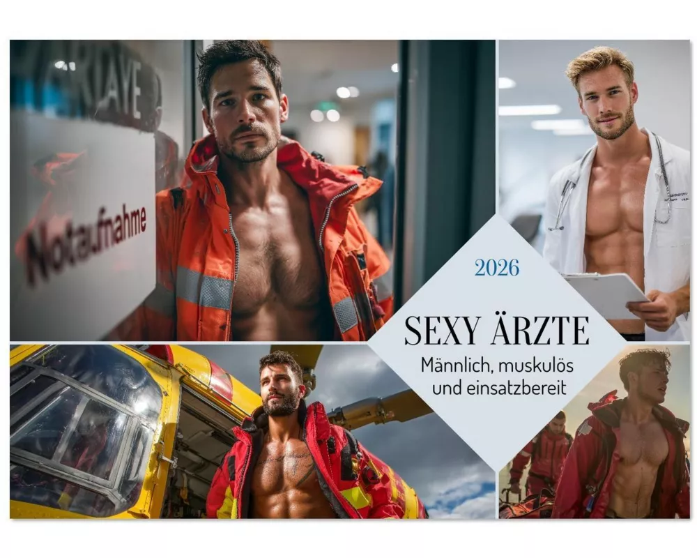SEXY ÄRZTE - Männlich, muskulös und einsatzbereit (Tischkalender 2026 DIN A5 quer), CALVENDO Monatskalender