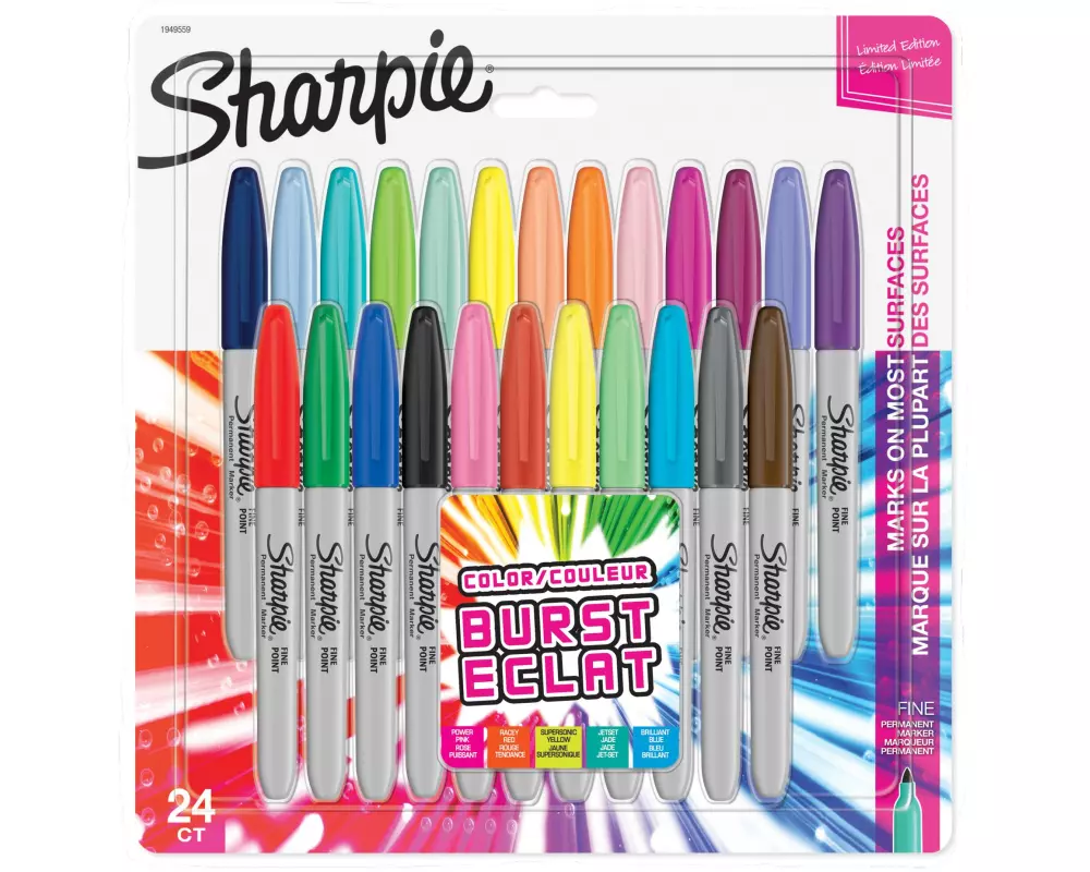 Sharpie Filzstift Fein Color Burst Rundspitze, 24er Blister