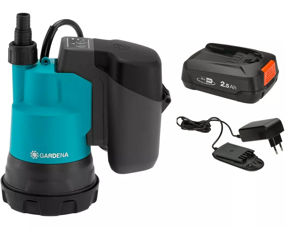 GARDENA Akku Klarwasser Tauchpumpe 2000/2 18 V P4A, Set