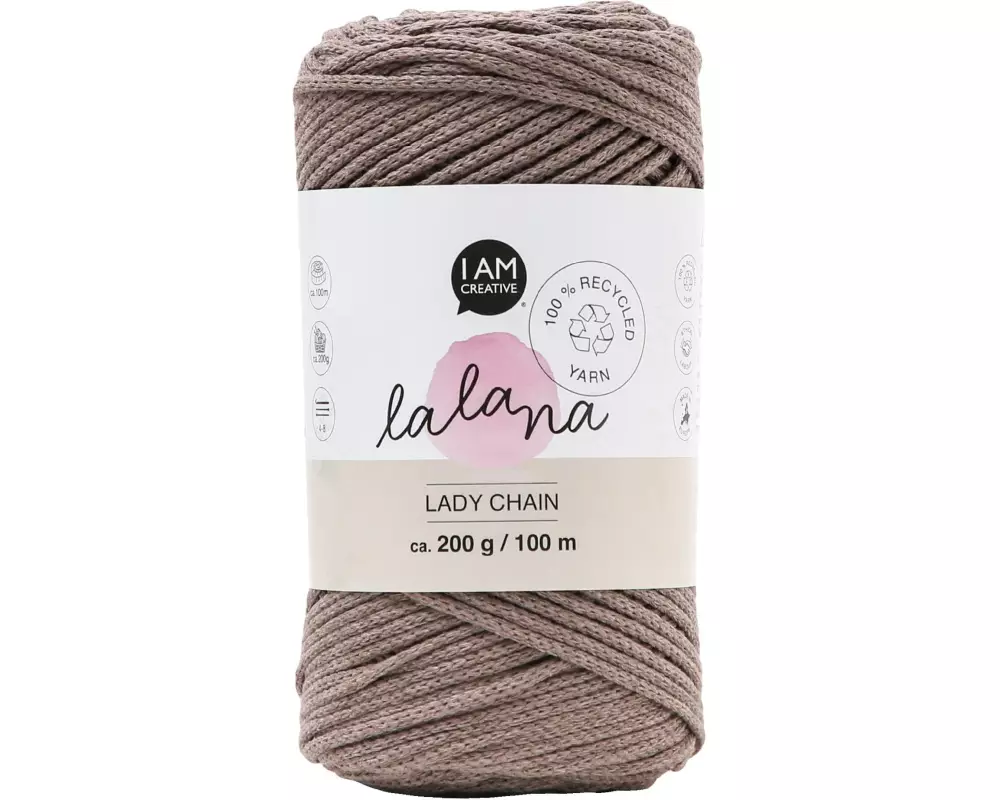 lalana Wolle Lady chain 200 g, Braun