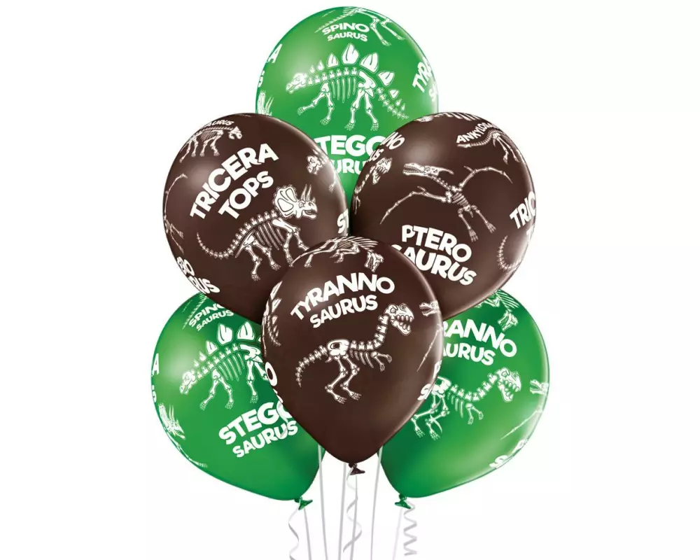 Belbal Luftballon Dino Skelets Braun/Grün, Ø 30 cm, 50 Stück
