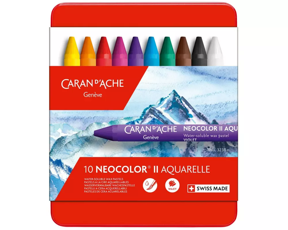 Caran d'Ache Wachsmalstifte Neocolor 2 wasservermalbar, 10 Stück