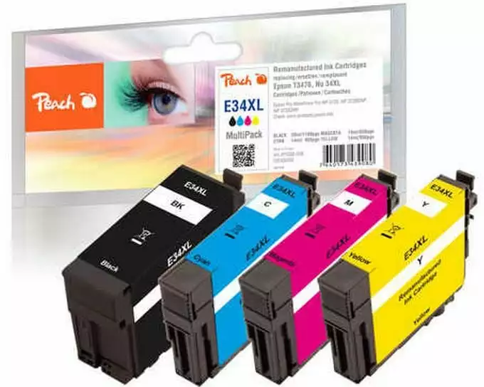 Peach Tinte Epson T3476, No 34XL BK, C, M, Y