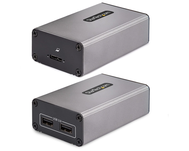 StarTech.com 2-Port USB 3.0 Extender over OM3 Multimode Fiber, LC/LC, 2x 5Gbps USB-A Hub, 350m (1150ft), Durable USB Fiber Optic Extender