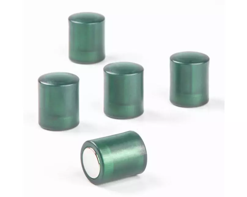supermagnete Haftmagnet Zylindrisch 5 Stück, Grün/Transparent