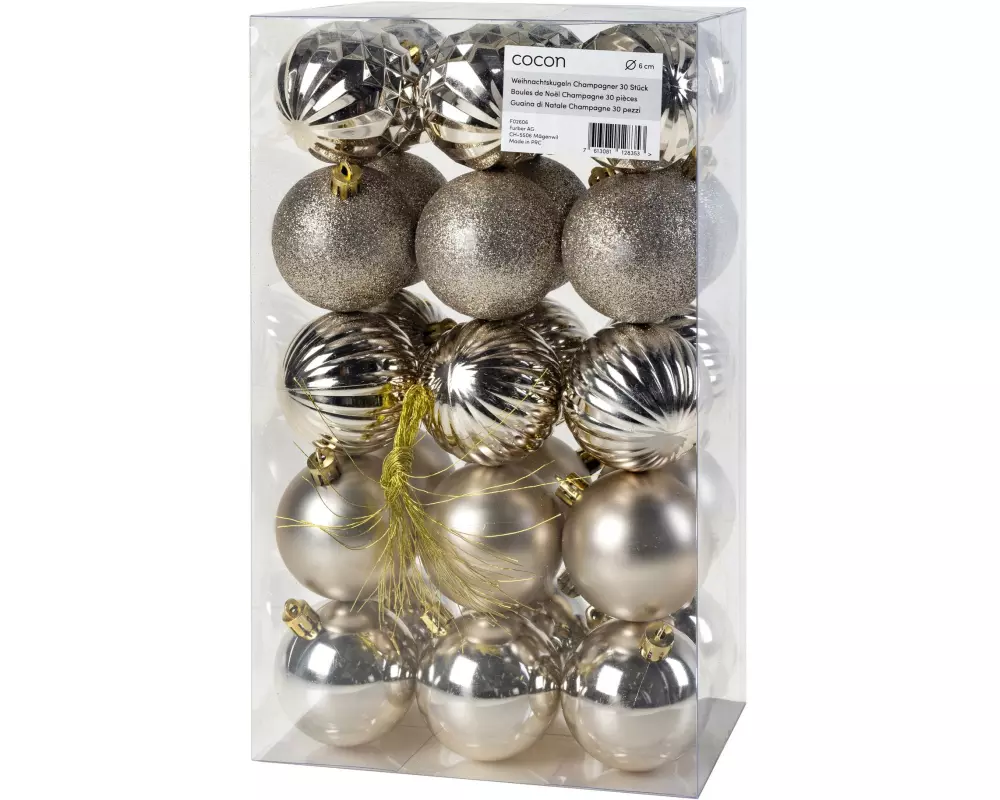 COCON Weihnachtskugel 30 Stück, Champagner