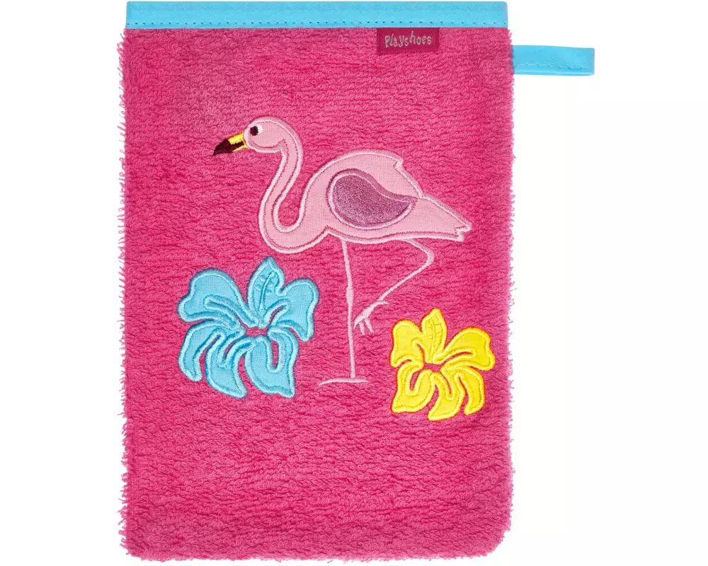 Playshoes Baby-Waschhandschuh Flamingo Blau/Pink