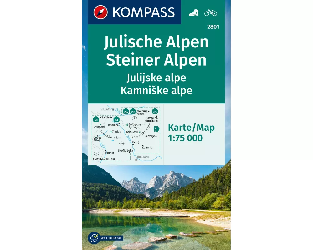 KOMPASS Wanderkarte 2801 Julische Alpen/Julijske alpe, Steiner Alpen/Kamniske alpe 1:75.000