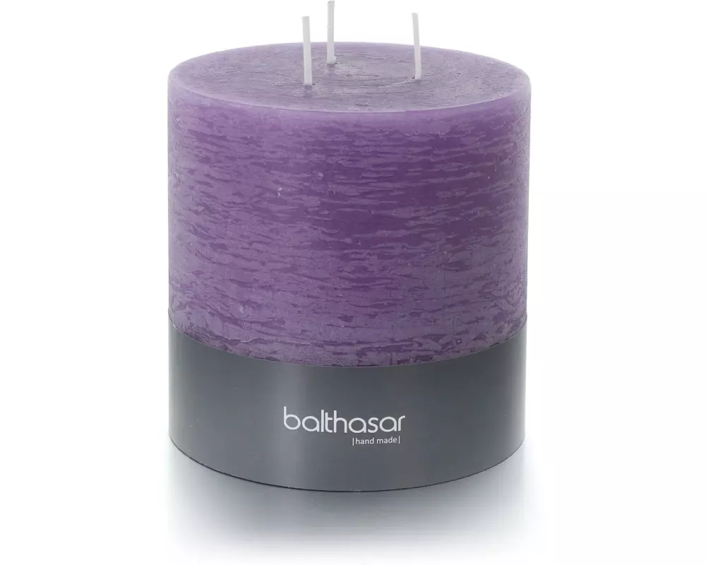 balthasar Zylinderkerze Rustico 3-Docht 12 x 12 cm, Flieder