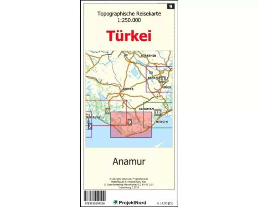 Anamur - Topographische Reisekarte 1:250.000 Türkei (Blatt 9)