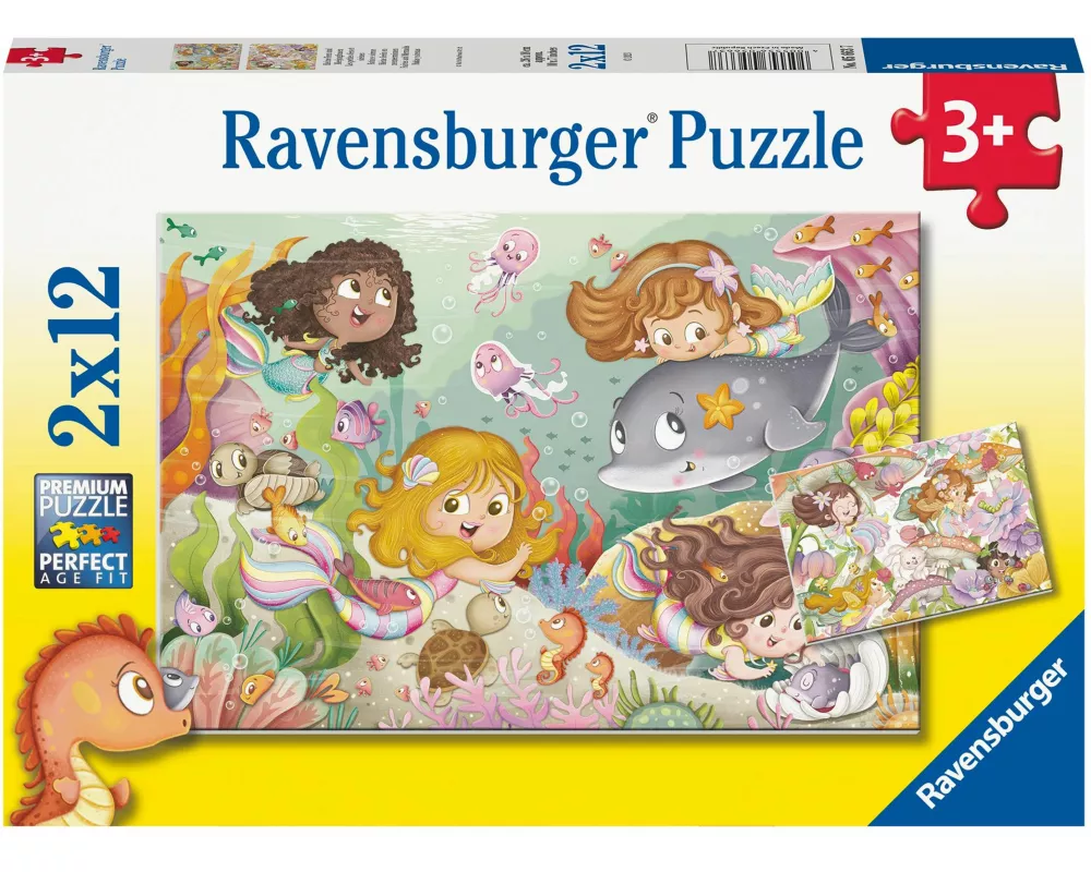 Kinderpuzzle 2x12 Teile - Kleine Feen und Meerjungfrauen