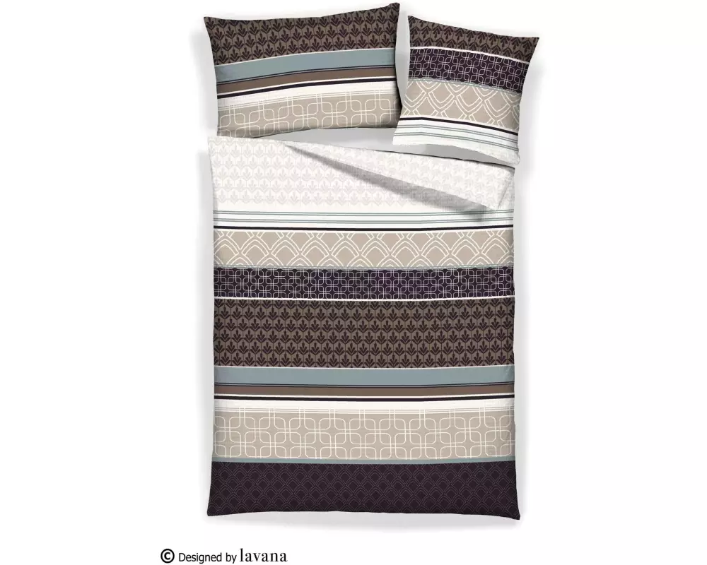 Home Fashion Duvetbezug Seersucker bedruckt Ramone Grau 200 x 210 cm