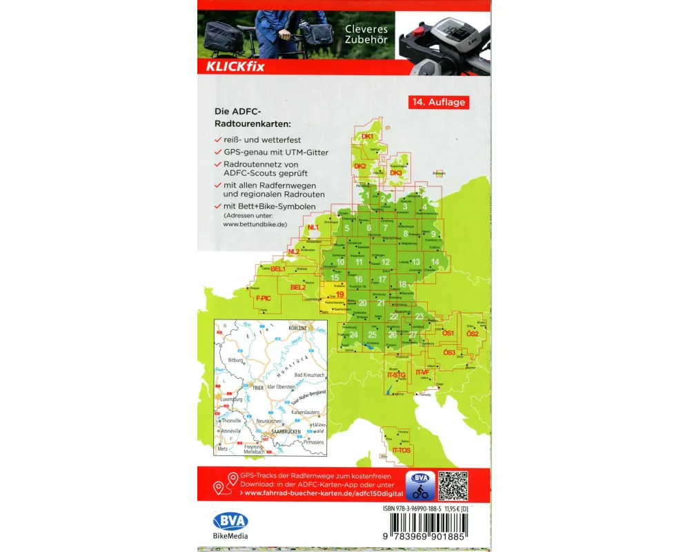 BVA ADFC Radtourenkarte Saarland /Mosel 1:150.000