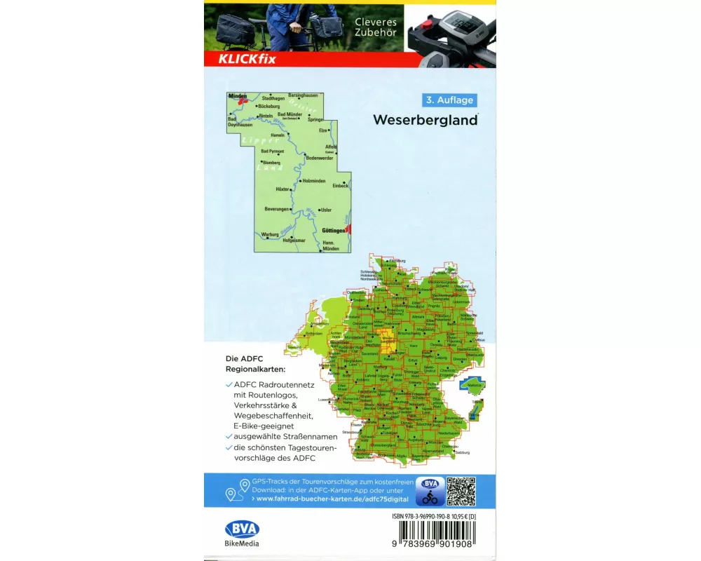 BVA ADFC Regionalkarte Weserbergland 1:75.000