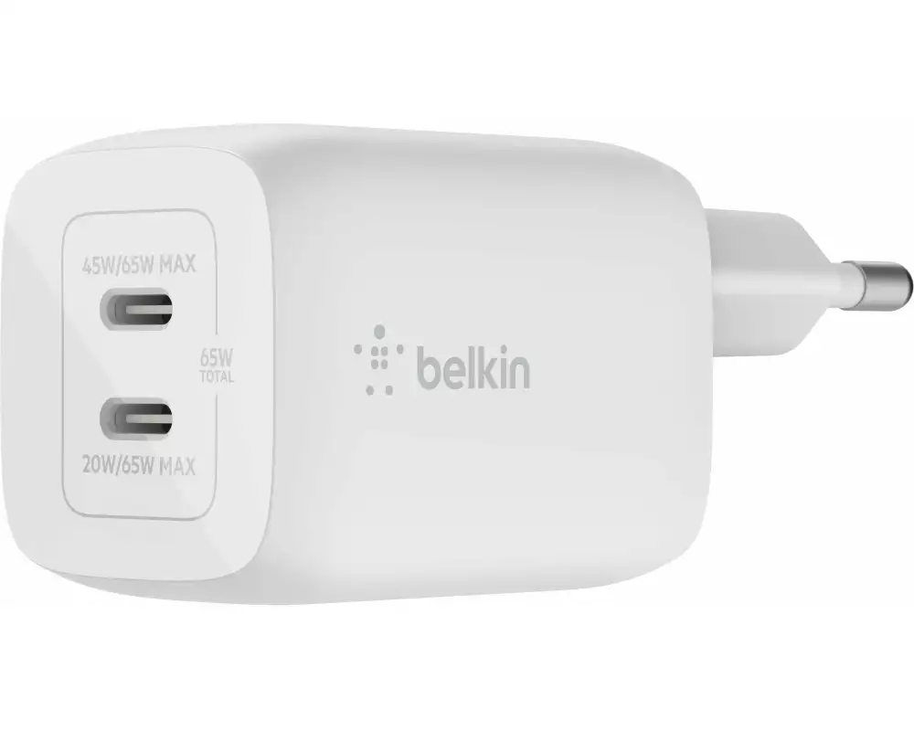 Belkin USB-Wandladegerät Dual USB-C GaN PD 65W