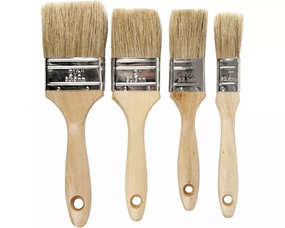 Creativ Company Borstenpinsel Lackierpinsel Flach 4 Stück