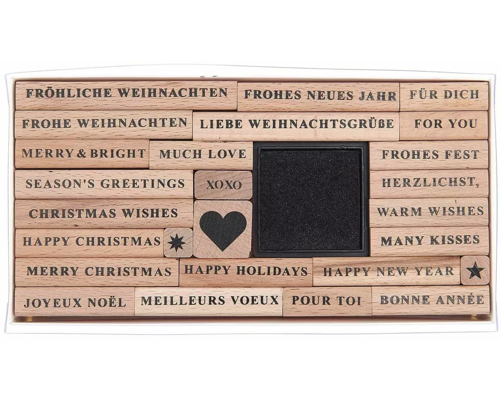 Stempelset Merry Christmas, Serif FSC 100%, 26 Stempel