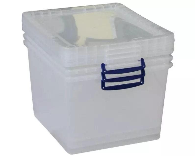 Really Useful Box Aufbewahrungsbox nestbar Transparent, 3 x 33.5 l
