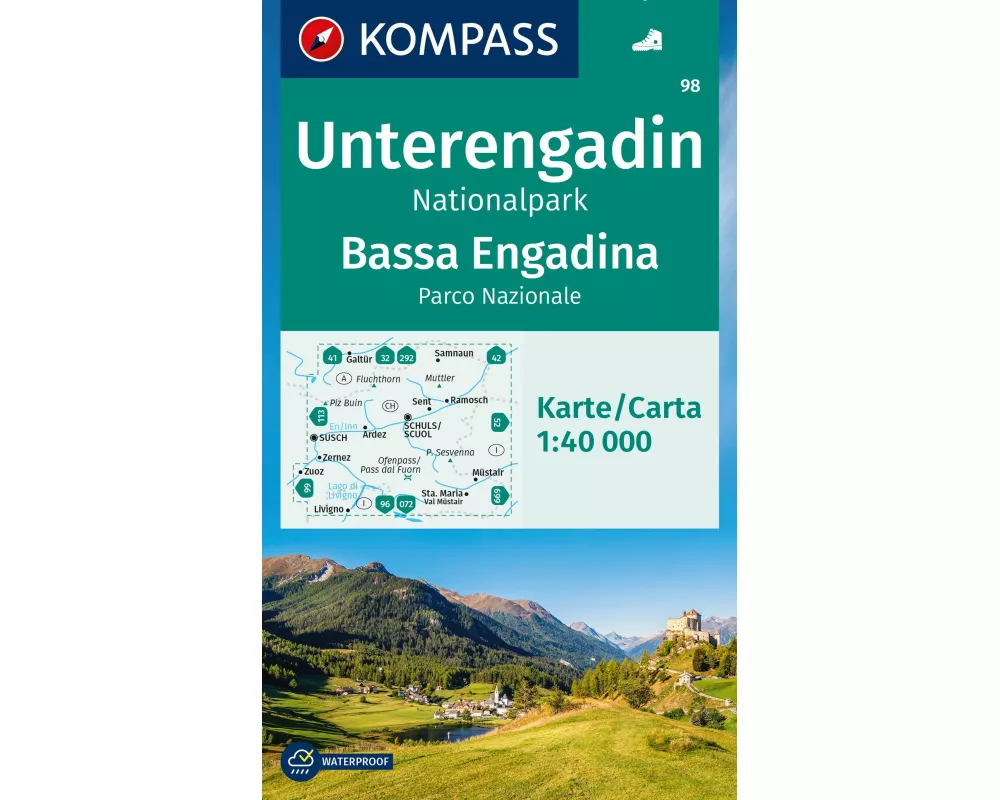 KOMPASS Wanderkarte 98 Unterengadin, Nationalpark / Bassa Engadina, Parco Nazionale 1:40.000