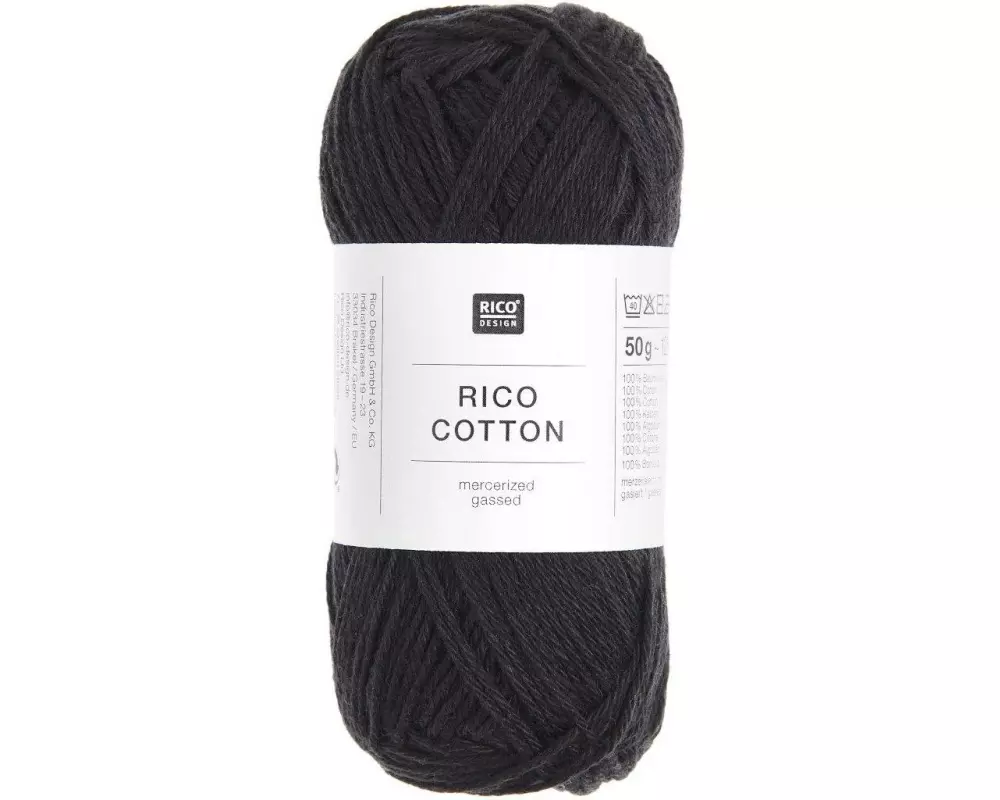 Rico Design Baumwollgarn Schwarz, 50 g, 125 m