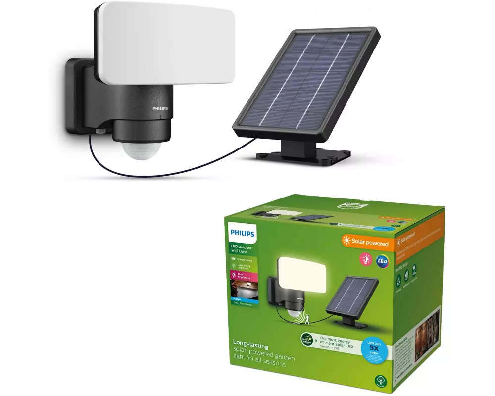 Philips Tylus Flutlicht Solar UE 5000K schwarz