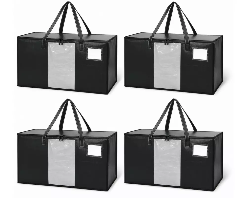 relaxdays Aufbewahrungstasche 100 l, Schwarz, 4 Stück