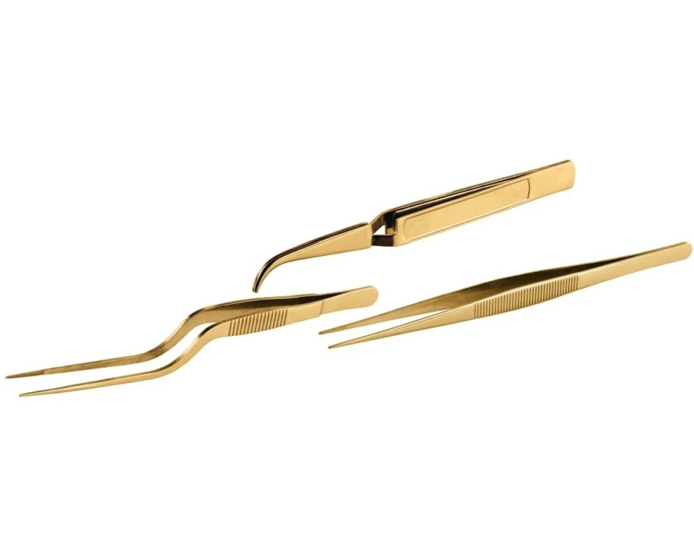Paderno 3-er Set Präzisions-Kochpinzetten Gold