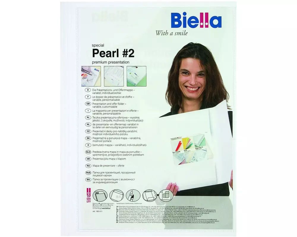Biella Präsentationsmappe Pearl #2, A4, Weiss, 25 Stück