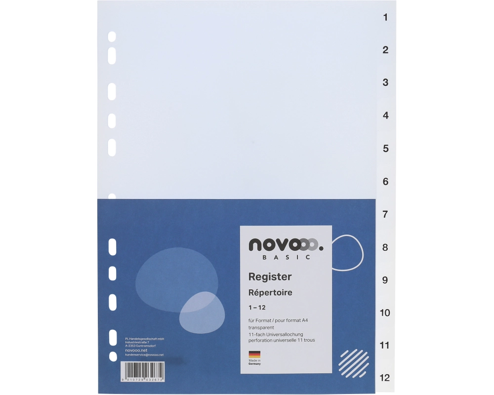 NOVOOO Register PP A4 41005 transparent 1-12