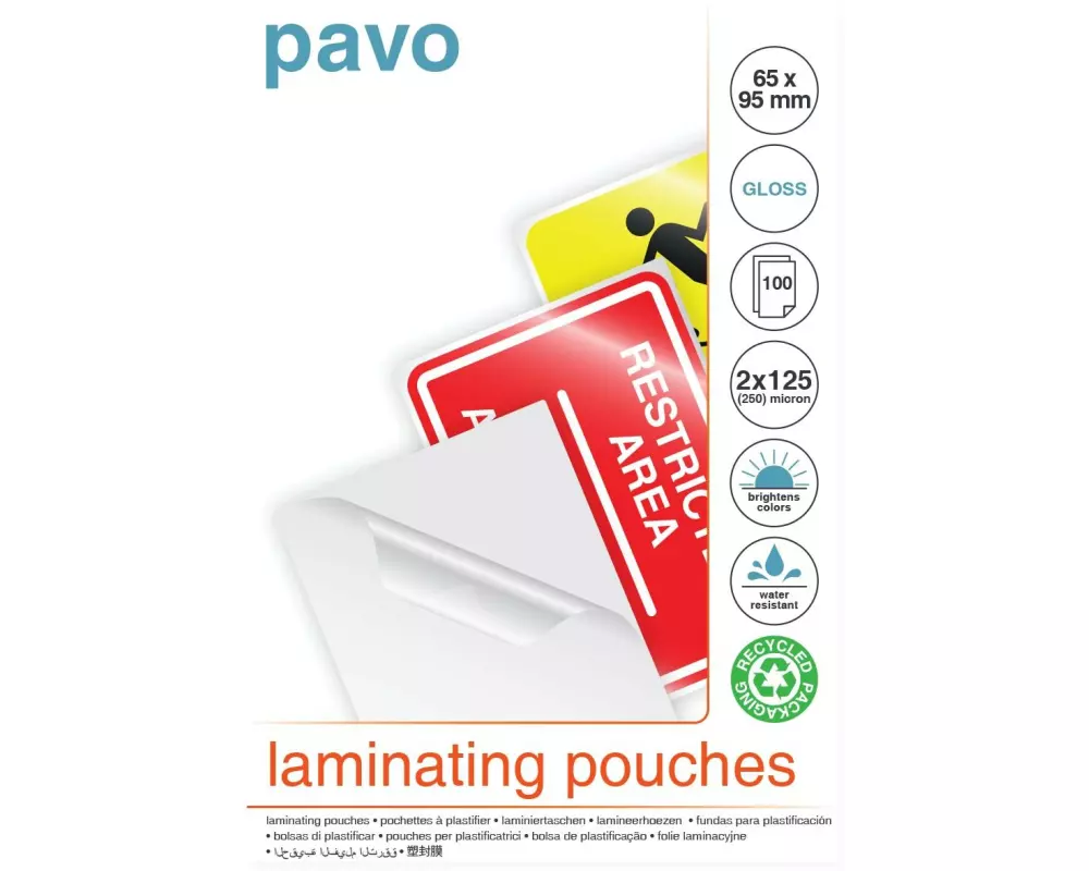 Pavo Laminierfolie 65 x 95 mm, 125 µm, 100 Stück, Wasserdicht