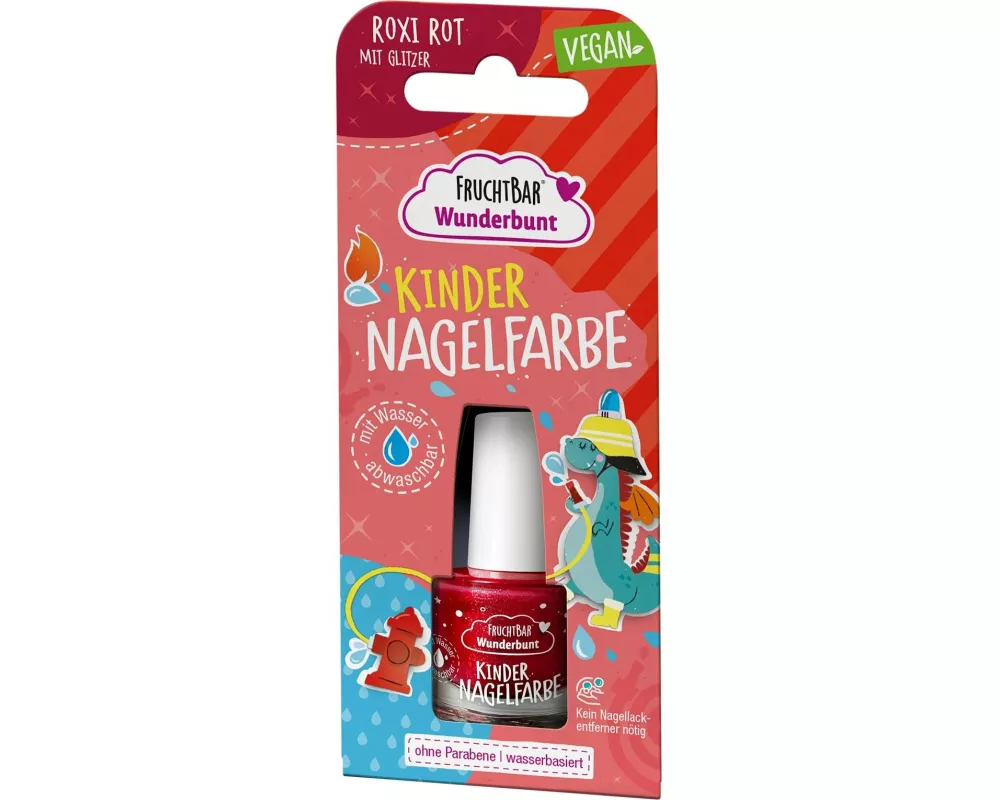 Fruchtbar Kinder-Nagellack Wunderbunt Roxi Rot mit Glitzer