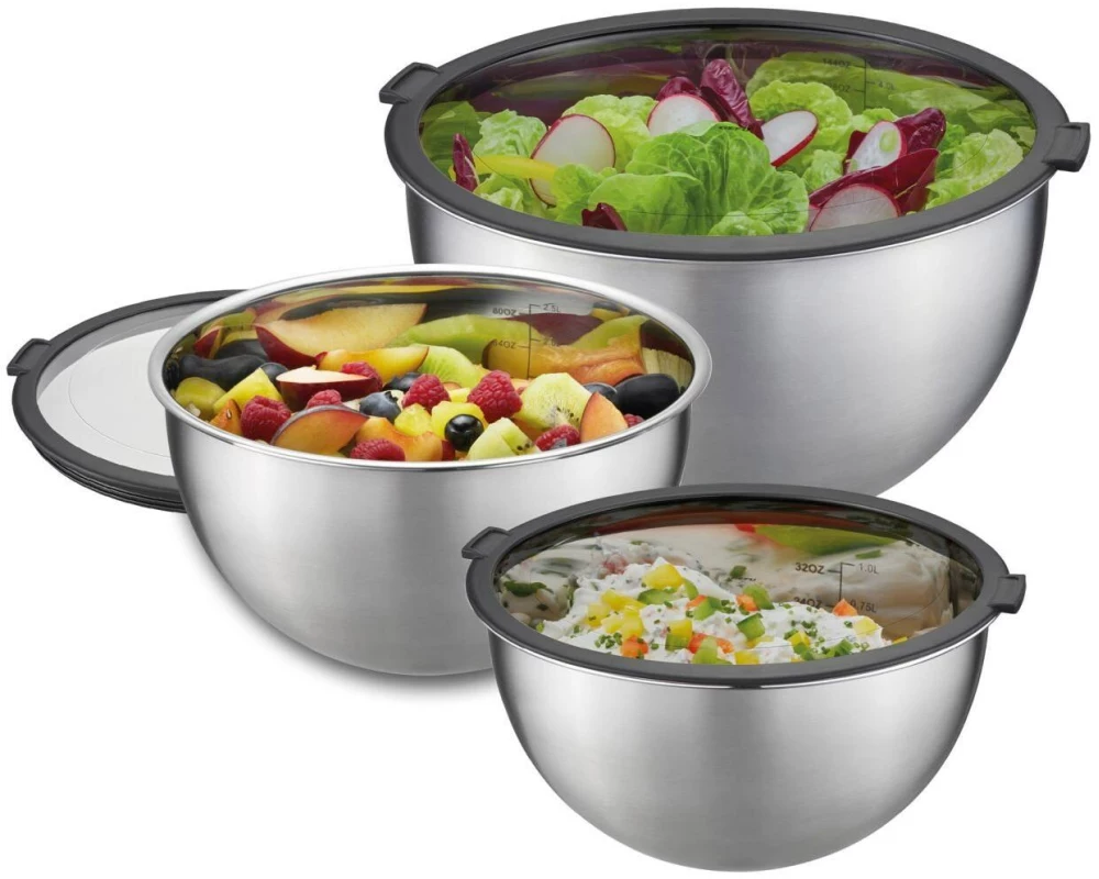 GEFU Rührschüssel-Set Mondi 1 l/2.5 l/4.5 l, Schwarz/Silber