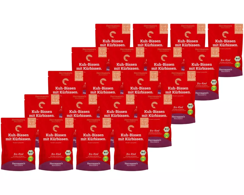 Herrmann's Nassfutter Bio Rind mit Kürbis und Quinoa, 20 x 100g