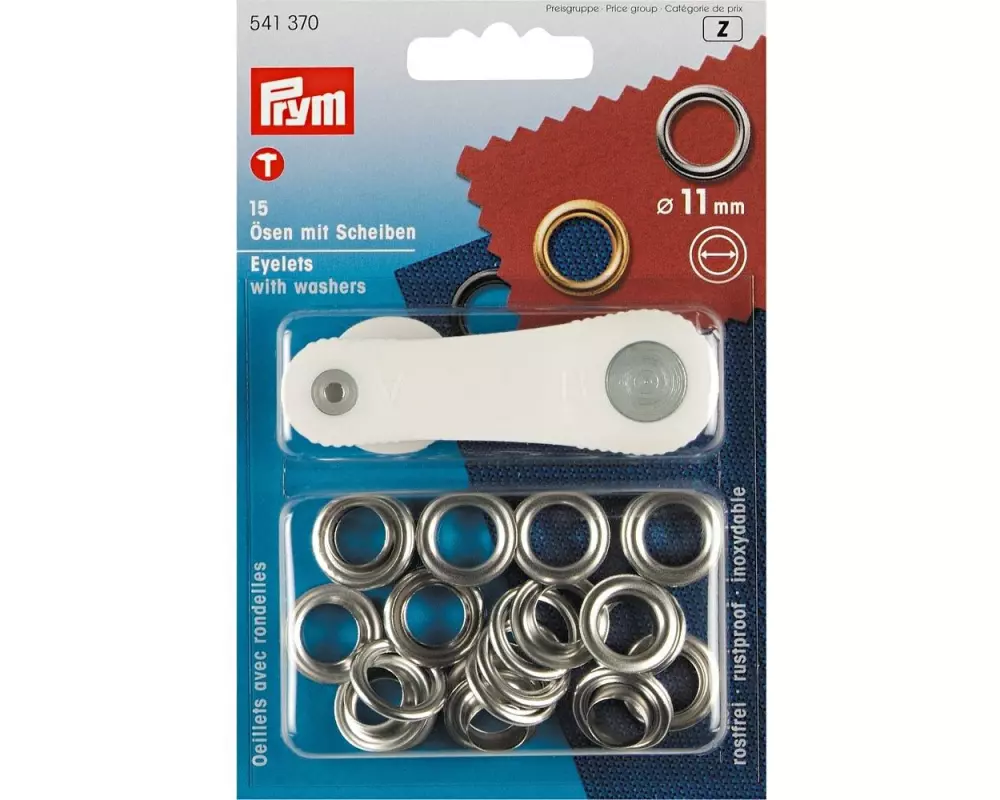 Prym Ösen + Scheiben 11 mm Silber, 15 Stück
