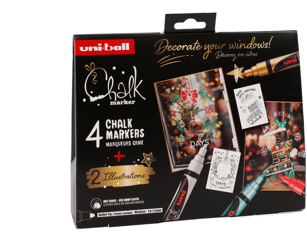 UNI-BALL Chalk Marker 1.8-2.5mm PWE5M.4P-1 Set Traditionell 4 Stück