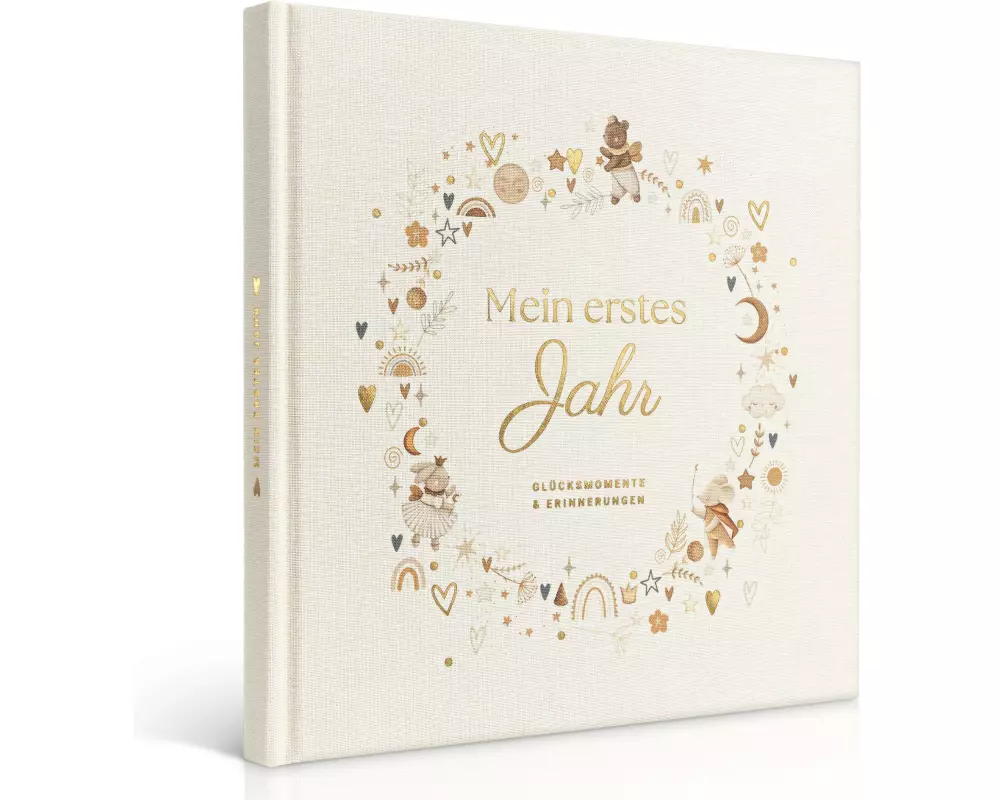 Eulentaler Babyalbum Scandi Gold Leinen, 92 Seiten