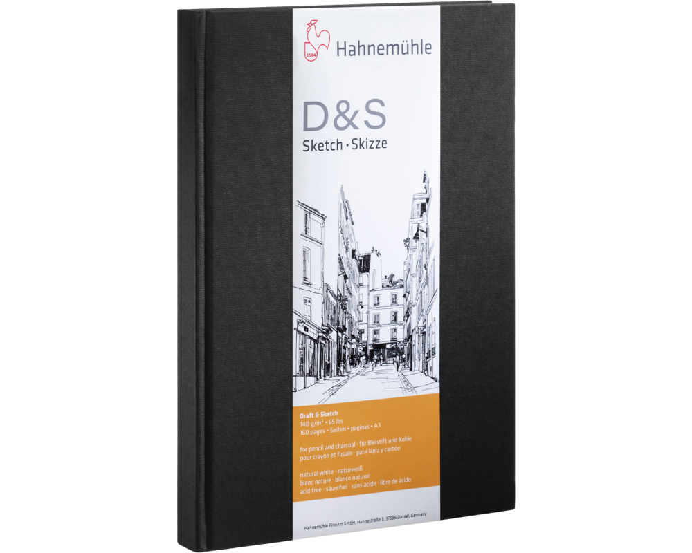 HAHNEMÜHLE Skizzenbuch D&S A3 hoch 10628274 schwarz 80 Blatt
