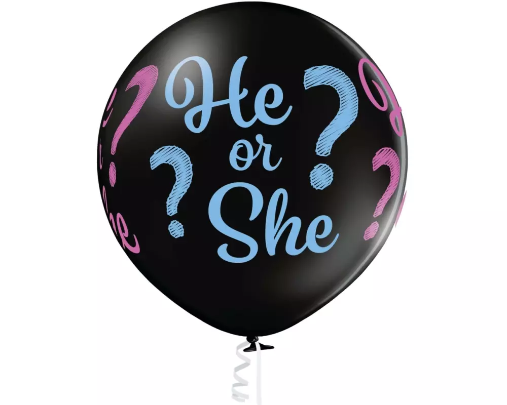 Belbal Luftballon He or She Blau/Pink/Schwarz, Ø 30 cm, 50 Stück