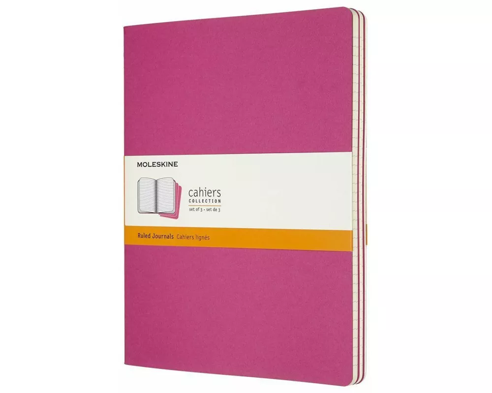 Moleskine Cahier XL, 3er Set, Liniert, Kinetisches Pink