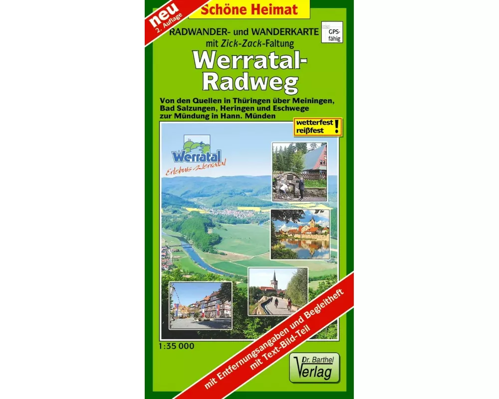 Werratal-Radweg 1:35 000 Radwanderkarte mit Zick-Zack-Faltung