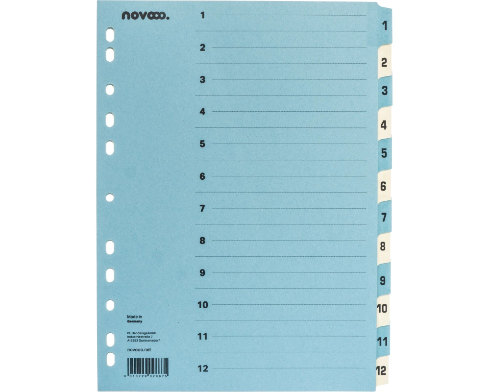 NOVOOO Kartonregister A4 40549 blau/beige 1-12