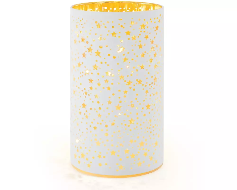 STT Windlicht Stars M, 16 cm, Weiss