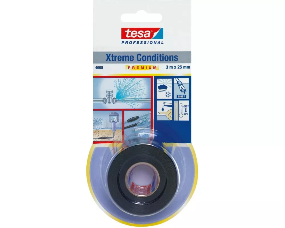 tesa Xtreme Conditions Premium 25 mm x 3 m, Schwarz