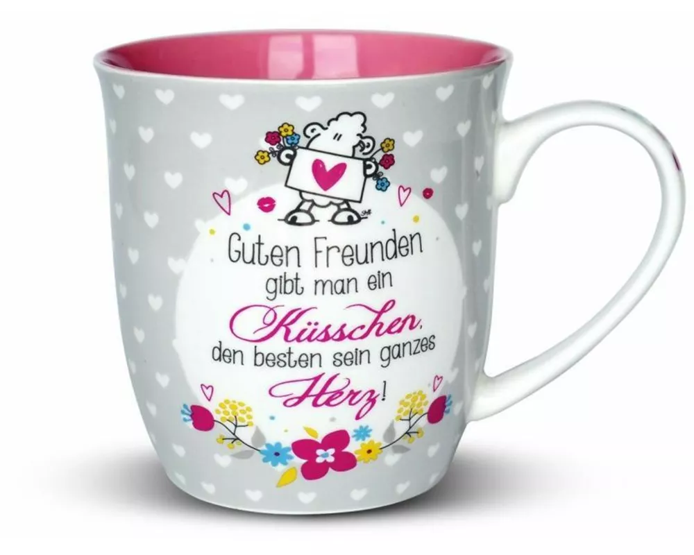 sheepworld Tasse "Guten Freunden gibt man ein Küsschen, den besten sein ganzes Herz!"