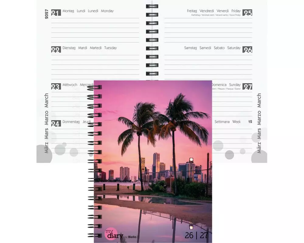 Biella Schulagenda mydiary Wire-O 2026/27 Miami, 12 x 16.5 cm