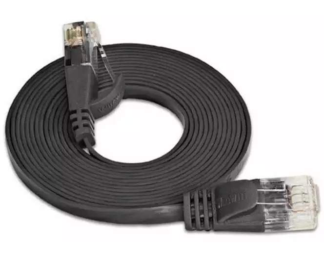 SLIM Slimpatchkabel RJ-45 - RJ-45, Cat 6, UTP, 1 m, Schwarz