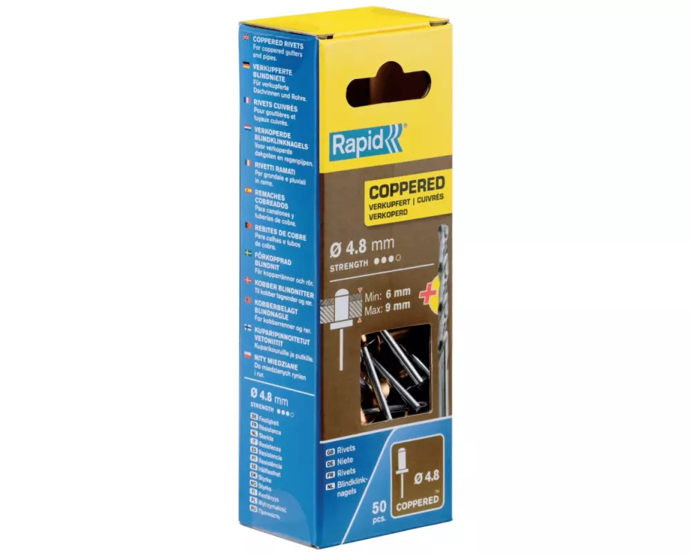 Rapid Blindnieten Verkupfert 4.8 x 12 mm, 50 Stück