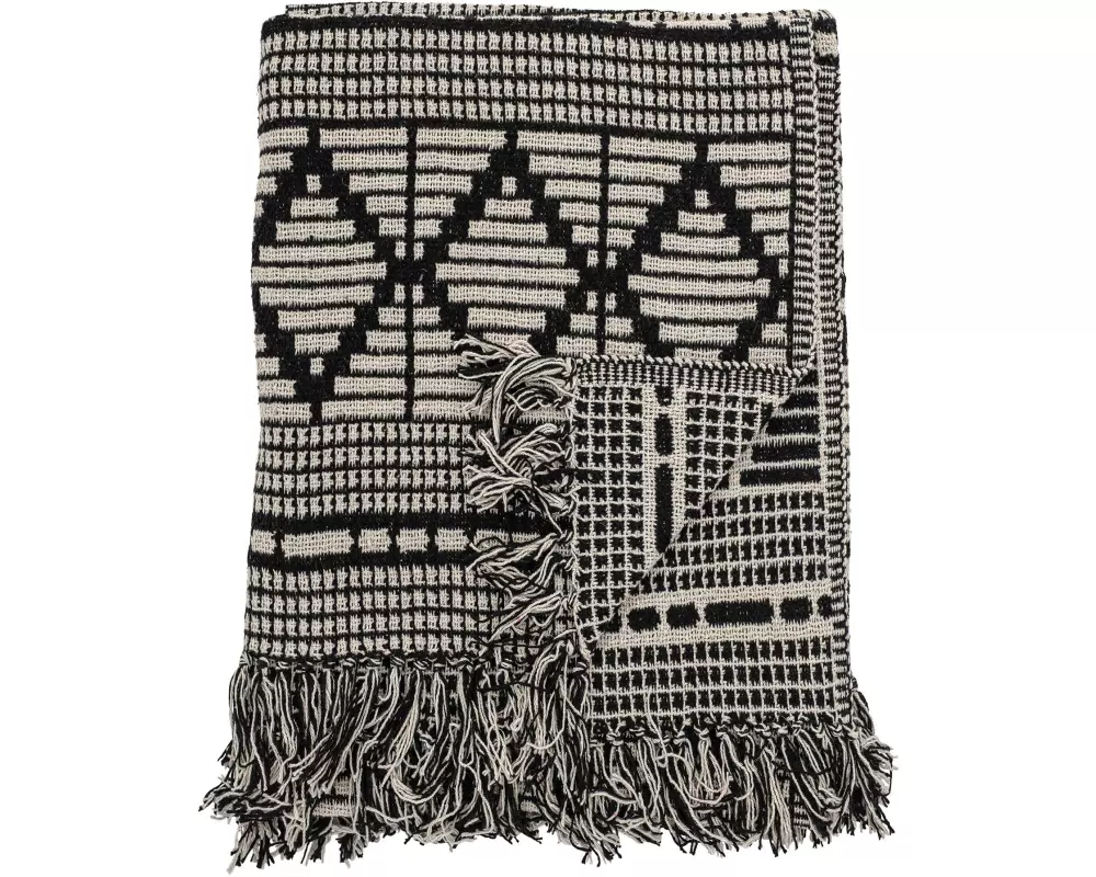 Bloomingville Decke Gutte 130 x 160 cm, Schwarz/Weiss