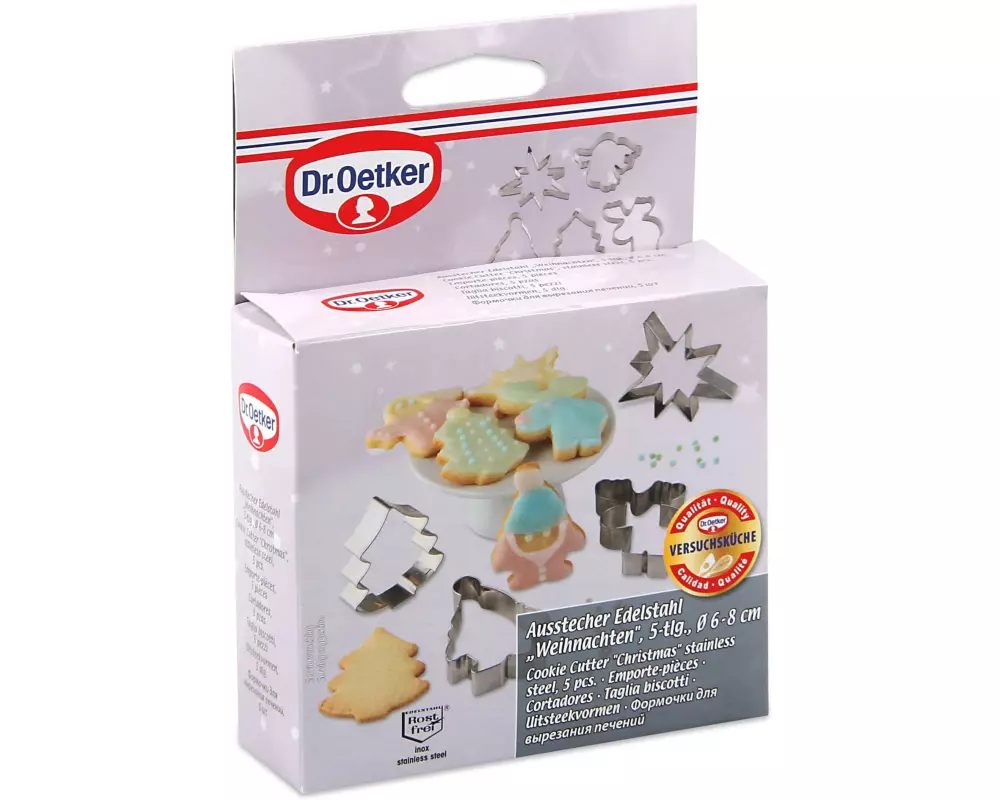 Dr.Oetker Ausstecher Weihnachten Edelstahl Silber 5-tlg